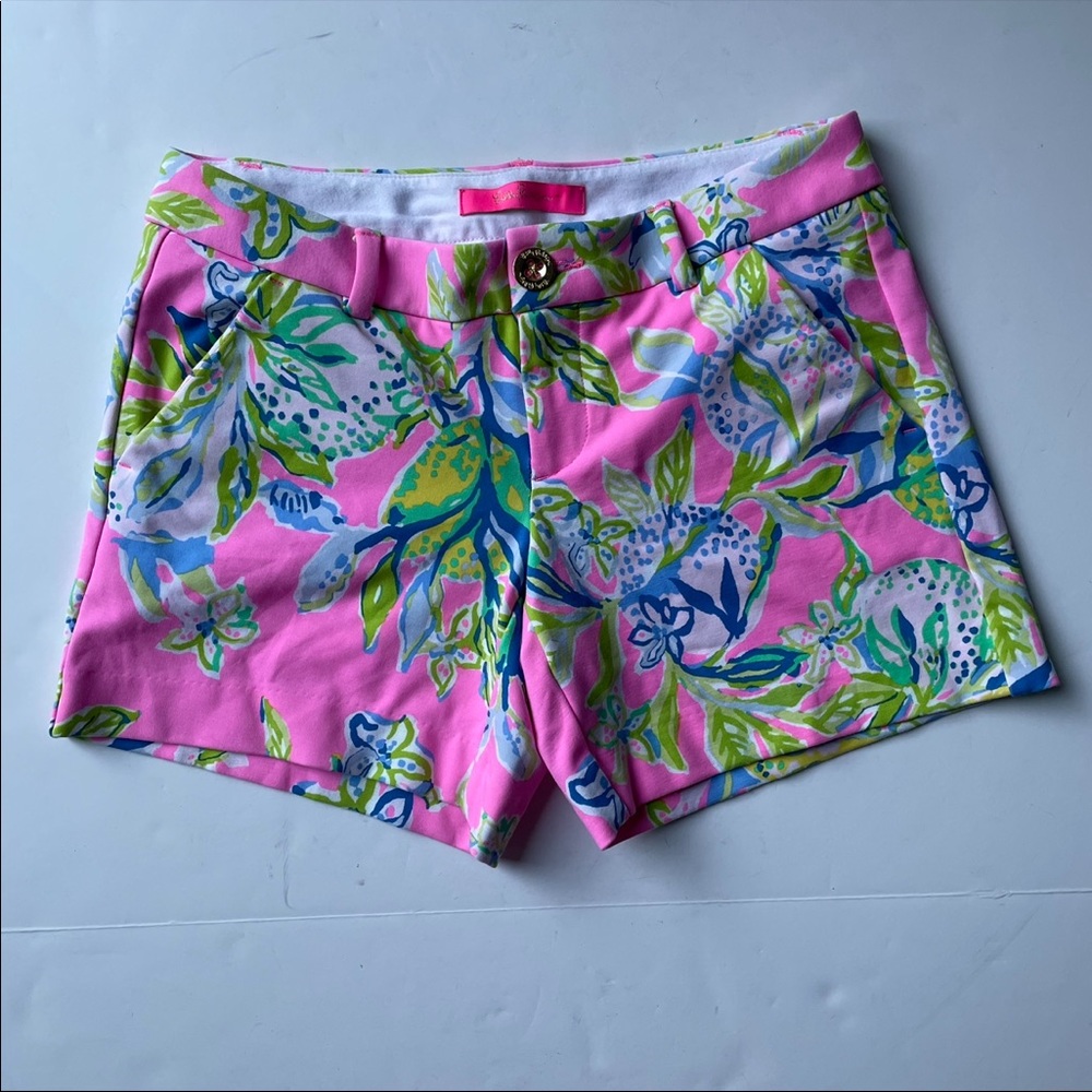 Lilly Pulitzer Callahan Knit Short 5” Casual Stretch Multicolor Pink Size 00 - Picture 8 of 8
